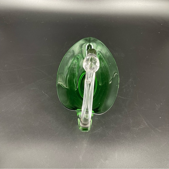 Vintage Duncan Miller Glass SWAN Console Bowl Emerald Green Bowl Candy Dish - Picture 7 of 12